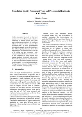 جلد سند PDF - ابزارها و فرآیندهای ارزیابی کیفیت ترجمه در ارتباط با ابزارهای ترجمه به کمک رایانه